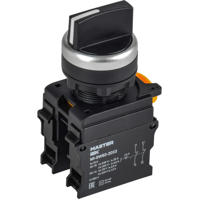Переключатель на 3 положения IEK MASTER 2NO чёрный MI-SW60-20X3-5-24-3-K02