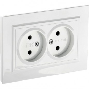 Розетка 2-местная без заземления без защитных шторок IEK BRITE 10А в сборе РС12-2-БрБ белый - BR-R20-10-K01-F Розетка 2-местная без заземления без защитных шторок IEK BRITE 10А в сборе РС12-2-БрБ белый - BR-R20-10-K01-F