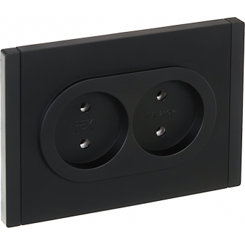 Розетка 2-местная IEK FORTEPIANO без заземления, с защитными шторками, безвинтовое крепление, 10А FP125 черный FP-R23-10-1-K02 Розетка 2-местная IEK FORTEPIANO без заземления, с защитными шторками, безвинтовое крепление, 10А FP125 черный FP-R23-10-1-K02