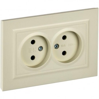 Розетка IEK BRITE РРС12-2-БрКр 10А без заземляющего контакта и шторок, бежевая BR-R20-10-K10-F Розетка IEK BRITE РРС12-2-БрКр 10А без заземляющего контакта и шторок, бежевая BR-R20-10-K10-F