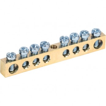 Шина PEN "земля-ноль" IEK 6х9мм 8/1 (8групп/крепеж по центру) - YNN10-08-100